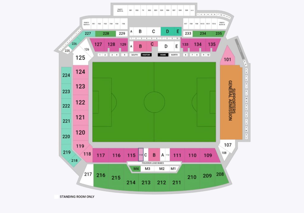 BMO Stadium seating chart LAFC Section 121 seat location