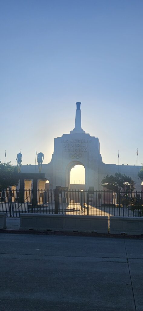 Los Angeles Memorial Coliseum entrance near BMO Stadium Los Angeles