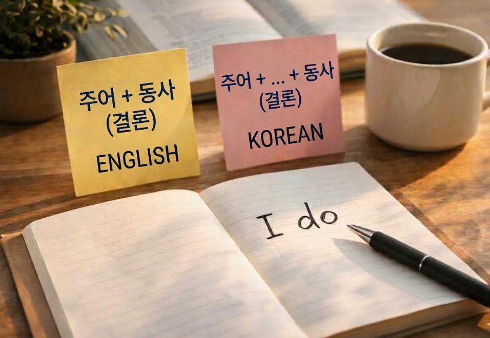 영어와 한국어의 주어 동사 어순 구조 비교와 실행력의 차이