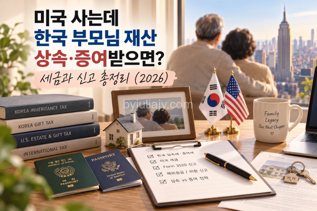korea-inheritance-gift-tax-expat-us-2026 미국 거주자가 한국 부모님 재산을 상속·증여받을 때 한국과 미국 세금 및 Form 3520 신고 안내