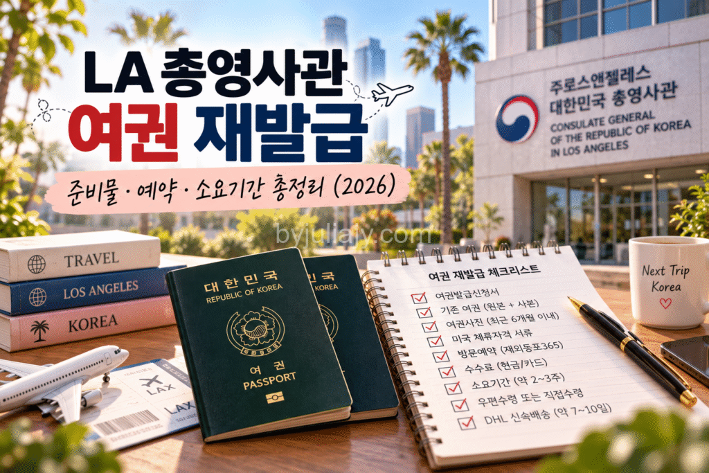 la-korean-passport-renewal-2026 LA 총영사관 한국 여권 재발급 준비물과 방문예약, 수수료 및 소요기간 안내