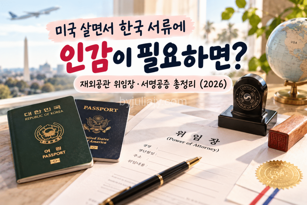 미국 생활 한국 인감·공증 안내 미국 거주 한국인의 인감증명서 발급 위임장과 재외공관 서명공증 절차 안내