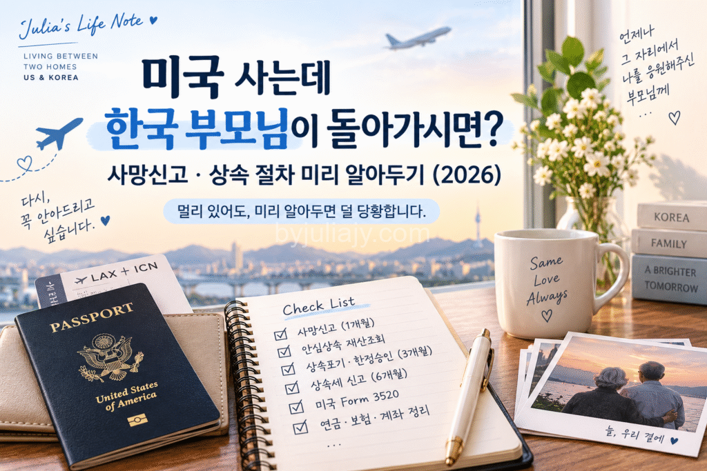 미리 준비하는 가족 귀국 체크리스트 미국 거주 자녀를 위한 한국 부모님 사망신고·상속 절차 안내 (2026)